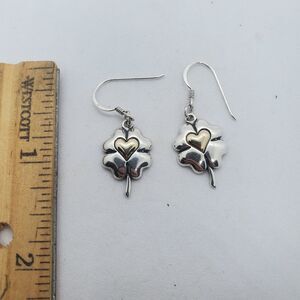 Sterling Silver with 14k Gold Heart Clover Earrings Waldeck Johnson